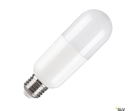 SLV T45 E27 LED-pære i opal hvid med 1600lm og 4000K, viser den runde ende og E27 fatning.