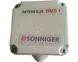 Guard Lufttæppe BMS Modul i hvidt kabinet med mærkater 'INTERFEJS BMS I' og 'SONNIGER HEATING PARTNERS'.