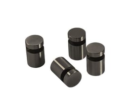 Pressalit Choice spejlbeslag i sort krom, 4 stk., med en cylindrisk form og slids til montering af spejl.