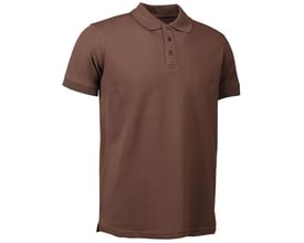 ID Identity Polo stretch i mocca-brun farve, str. 4XL, lavet af piquékvalitet med stretch og tre matchende knapper foroven.