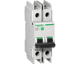 Schneider Electric C60BP automatsikring med to poler, C-karakteristik og mærkstrøm på 25 A set forfra.