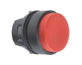 Schneider Electric trykknaphoved i rød kunststof fra Harmony Style XB5 serien, med ophøjet trykflade og Ø22 mm diameter.
