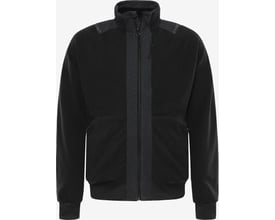 Fleecejakke GRF 129826 fra Kansas i sort, 2XL, med lynlås og lommer, fremstillet af 100% genanvendt polyester.