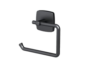 AM.PM Gem toilet roll holder i mat sort, vist fra siden med et moderne, minimalistisk design på hvid baggrund.