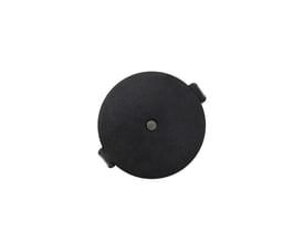 Top view af SG Armaturen Zip loftboks til pendel i sort aluminium med en centerforsænket skrue og to klemmer.