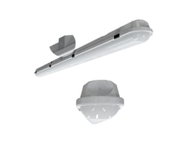 Ansell Lighting Tornado Pro LED armatur 1865mm, 35W med OCTO Casambi og DALI nødlys, vist med en aftagelig diffusor.