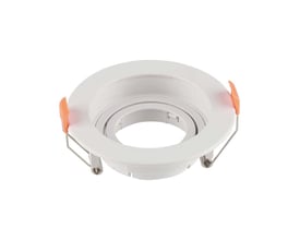 V-Tac Pro GU10 lampe "Run" i hvid PC materiale, der viser beslagene til montering på hvid baggrund.