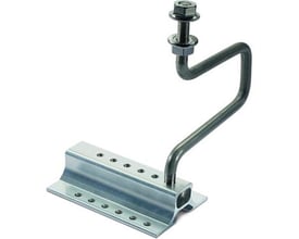 Novotegra Flex tagkroge-sæt M10 til tegltag med smalle spær, fremstillet af galvaniseret stål og aluminium.