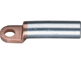 Klauke kabelsko med M12 hul og 25 mm² aluminiumsadapter, vist isoleret på hvid baggrund.