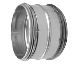 Galvaniseret nippel med en diameter på 315 mm, fremstillet af galvaniseret stål. Stålmaterialet er synligt.