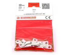 Elpress rørkabelsko CU KR6-4-CP 10 stk. i pose, designet til 6 mm² Cu-ledere med M4 laske og inspektionshul.