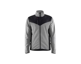 Blåkläder strikket softshell jakke i grå/sort, model 59422536, til mænd. Jakken er lavet af 97% polyester og 3% elastan.