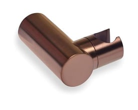 Vægmonteret håndbruserholder i børstet bronze finish, viser en cylinderformet vægplade og en justerbar holder til brusehovedet.