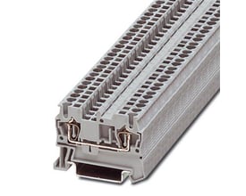 Nærbillede af Phoenix Contact ST 2,5 gennemgangsklemme, viser fjedermekanismen og 2,5mm² tilslutningsdetaljer.