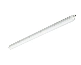 Hvidt, aflangt Philips CoreLine WT120C Gen3 industriarmatur med lysende afdækning, 10000 lm og længde på 1500 mm.