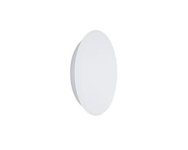 Hvid, oval Philips Ledinaire WL060V væg- og loftlampe set skråt forfra med den flade, lysende front.