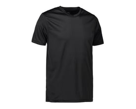 ID Identity T-shirt Yes i sort, str. 3XL med V-hals i åndbart og svedtransporterende materiale.