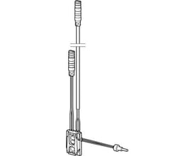 Stregtegning af Oras-sensor type 1018204V med ledninger og stik til sanitetsinstallationer.