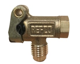 Refco LT-4G anboringsventil til 6 mm rør med 1/4-tommers tilslutning, set fra siden med gevindstuds.