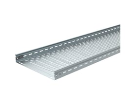 Detaljeret billede af Legrand P31 MFA kabelbakke, der viser den galvaniserede overflade og samlingsmekanismen med auto-kobling.