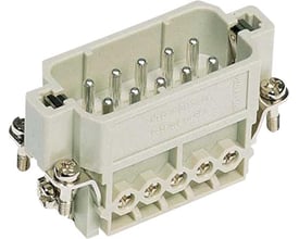 Detaljeret billede af Harting HAN A 10-polet stikindsats med synlige skrueterminaler til maks 2,5mm² ledninger.