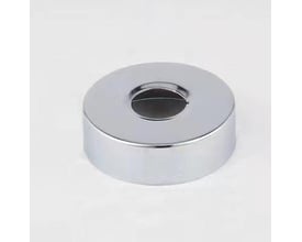 Roset i krom design med en diameter på 70mm og 21mm højde, til 3/4" rør, vist på en neutral baggrund.