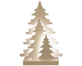 En ensfarvet hvid silhuet af to juletræer med 22 LED lys, isoleret på en hvid baggrund.