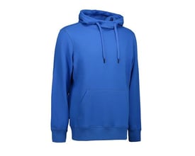 ID Identity Core hættesweatshirt i azurblå med kængurulomme og snøre i hætten. Klassisk, moderne pasform og ribkant.