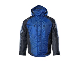 Mascot vinterjakke i koboltblå og mørkeblå, str. S, med lynlåse og flere praktiske lommer.