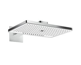 Hansgrohe Rainmaker Select 460 hovedbruser i krom med 460 mm diameter på en vægbeslag med et minimalistisk design.