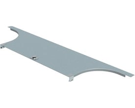 Legrand P31 T-afgreningslåg i galvaniseret stål, 600 mm bred, designet til at beskytte kabler på hvid baggrund.