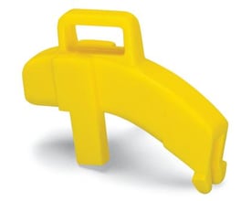 Wago koblingsspærre til skilleklemme, designet som et gult afbryderhåndtag til sikker funktion.