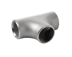 T-stykke i rustfrit stål, 1 1/4" dimension, SCH 10S, med glatte svejsede ender, velegnet til drikkevandsinstallationer.