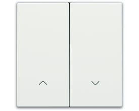 Niko tangent til smart motorbetjening i elegant hvid finish med diskrete pile-ikoner på hver knap.