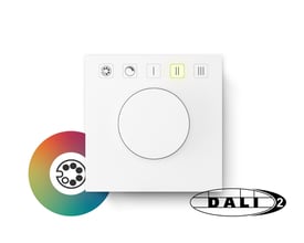 Jumitech Dali-2 potentiometer PS70MA i hvid med drejeknap og knapper til RGB samt scener.