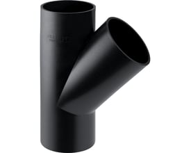 Geberit 45° grenrør i sort PEH materiale, med 40 mm og 32 mm diametre, til afløbssystemer.