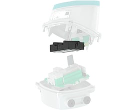 Siemens SITRANS FMT020 MODBUS RTU kommunikationsmodul vist som en sort printplade med stik på en delvist gennemsigtig montagebase.