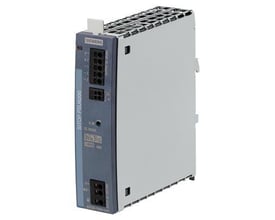 Sidevisning af Siemens SITOP PSU6200 24V strømforsyning, viser dens kompakte design med køleribber i toppen.