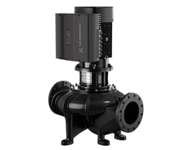 Grundfos 1.1/2" PN10 kuglekontraventil i støbejern med flanger, vist med en sort overflade på hvid baggrund.