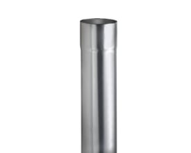 VMZINC nedløbsrør BZ i zink, 76 mm og 3 meter, fremstår som et blankt sølvgråt rør set let oppefra.