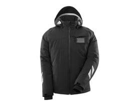 Mascot vinterjakke i sort, str. 3XL, set forfra med fokus på CLIMASCOT® foring og CORDURA® forstærkninger på ærmerne.