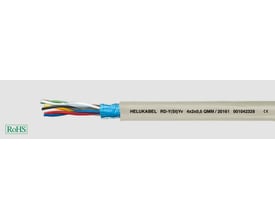 HELUKABEL RD-Y(St)Yv 4x2x0,5 QMM/20161 signalkabel med flerfarvede indre ledere synlige. RoHS-logo i nederste venstre hjørne.