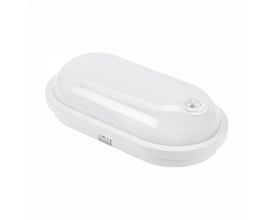 Hvid, oval Technic LED-lampe fra SpectrumLED med indbygget PIR-sensor og 20 W effekt.