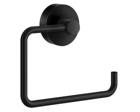 Smedbo Home toiletpapirholder i mat sort messing med skjult montage og en bagplade til stilren badeværelsesindretning.