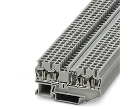 Tættere visning af Phoenix Contact ST 2,5-QUATTRO-DIO/R-L komponentklemme, fremhæver fjedermekanismen og diodeintegreringen.