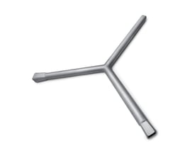Y-nøgle i rustfrit stål til stikledningsventil, med tre arme til 16, 20 og 33mm ventiler.