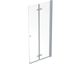 Ifö Showerama foldedør i sølvfarvet aluminium med transparent glas, bredde 700 mm og højde 2000 mm.