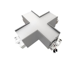 Opple Lima X-Connection-G2-AL x-tilslutning med krydsformede grene og synlige elektriske kontakter.