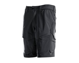 Mascot arbejdsshorts i sort stretchmateriale med 24 cm længde og flere praktiske lommer samt reflekser.