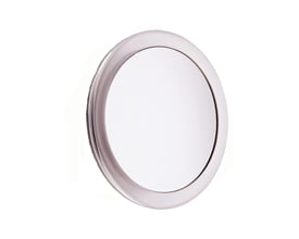 HeFe Fokus spejl med 10x forstørrelse, 17 cm diameter, rund med blank sølv kant og spejlflade monteret på sugekop.